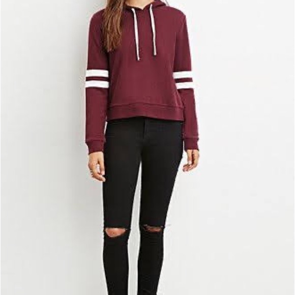 Forever 21 XXI Maroon Varsity Hoodie Sweatshirt Size S - Picture 2 of 6
